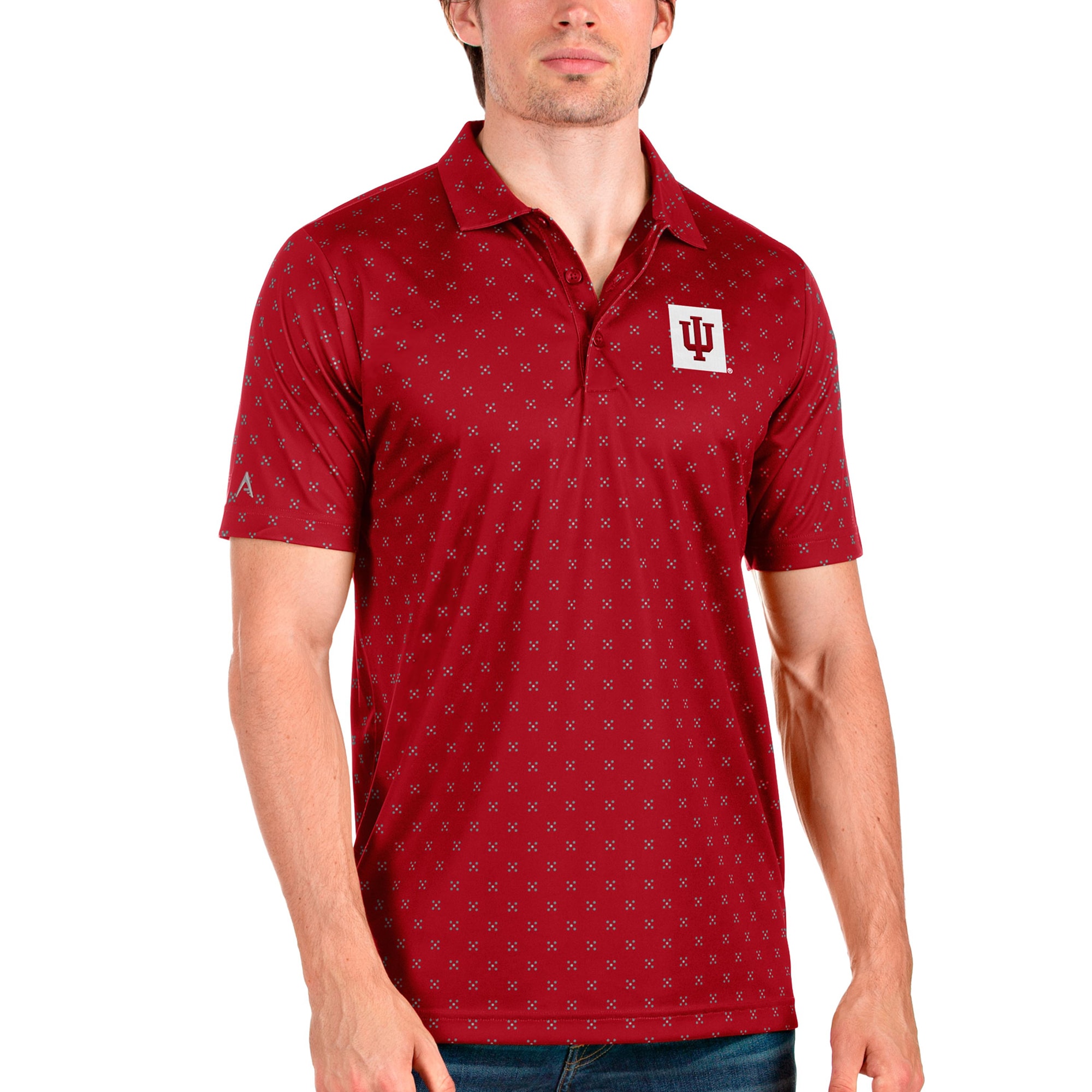 Men's Antigua Crimson/Steel Indiana Hoosiers Spark Polo